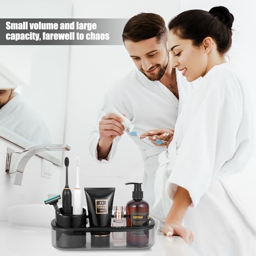 Space-Saving Black Toothbrush Holder for Bathrooms