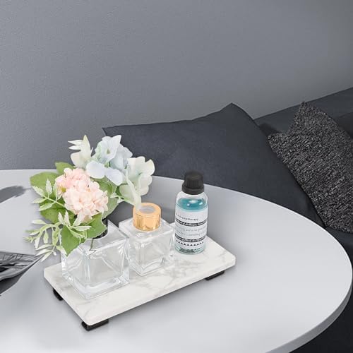 Luxury Compact Marble Vanity Tray for Bathrooms Kitchens Black Winmien