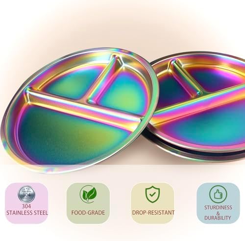5-Piece Child-Proof Stainless Steel Plates
