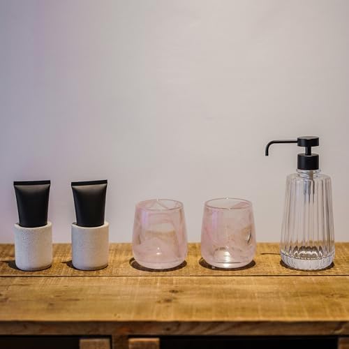 Premium Pink Glass Tumbler Decorative Toothbrush Cup