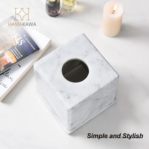 Natural Marble Tissue Box Cover Carrara White 6x6x57in Square Holder
