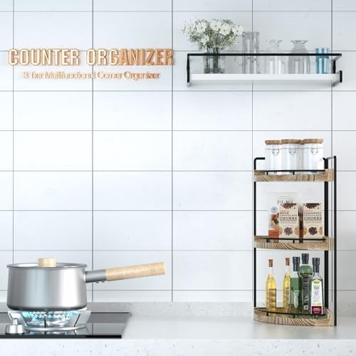 CeleVista Corner Bathroom Organizer 3 Tier Rustic Brown
