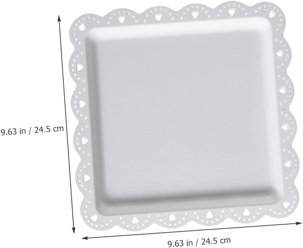 Fruit Bowl Square Cake Tray Dessert Plate 3pcs Plastic Luxury White