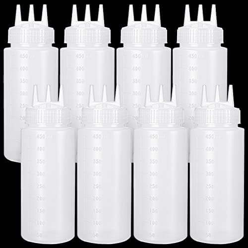 Dingion 8 Pcs 3 Hole Condiment Squeeze Bottles