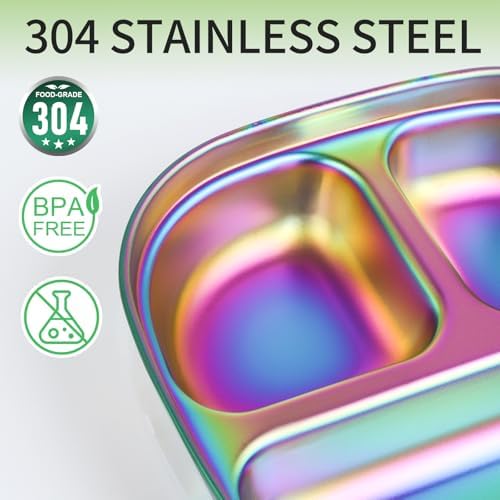 Stainless Steel Plates Set Green Placemats