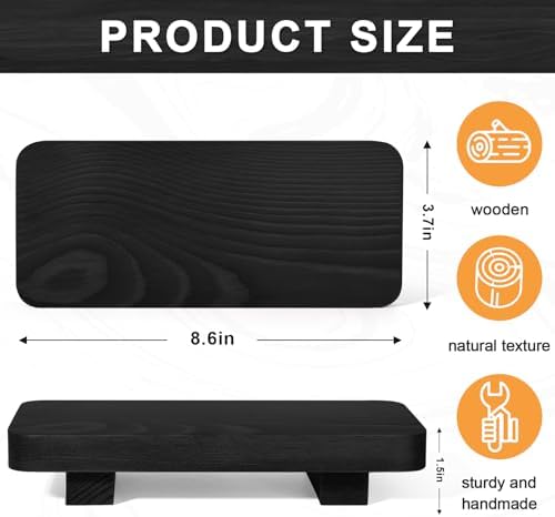 Black Wood Bathroom Counter Tray Farmhouse Riser for Sink soap Dish waterproof