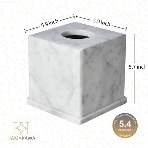 Natural Marble Tissue Box Cover Carrara White 6x6x57in Square Holder