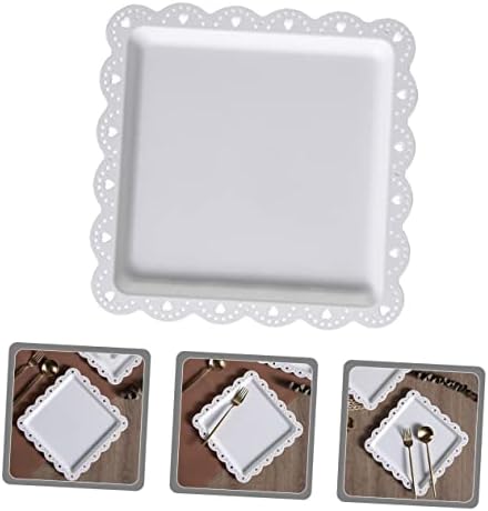Fruit Bowl Square Cake Tray Dessert Plate 3pcs Plastic Luxury White