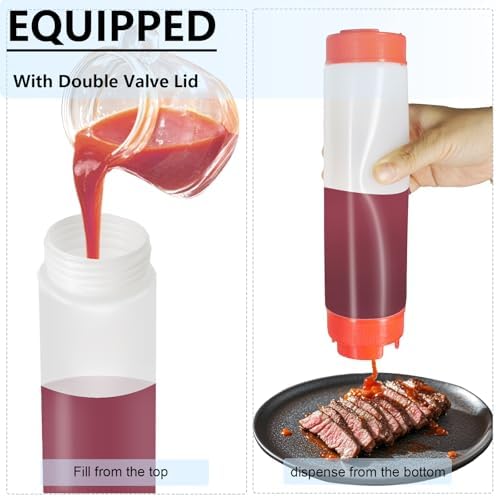 4 Pcs 16 oz Inverted Squeeze Bottles for Condiments and Sauces