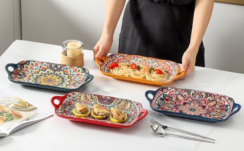 125-inch Double Handle Ceramic Plates Set of 4