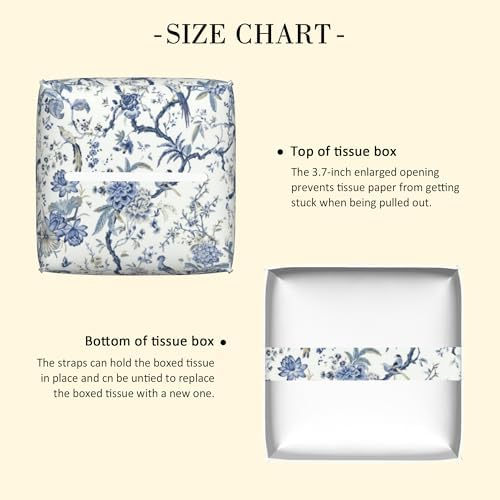 Blue Flower and Bird Tissue Box Holder