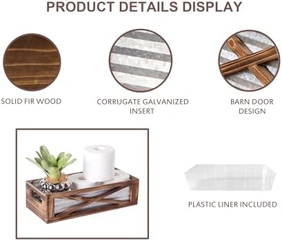 Modern Farmhouse Rustic Wooden Toilet Tank Basket Vural Decor