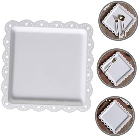 Fruit Bowl Square Cake Tray Dessert Plate 3pcs Plastic Luxury White
