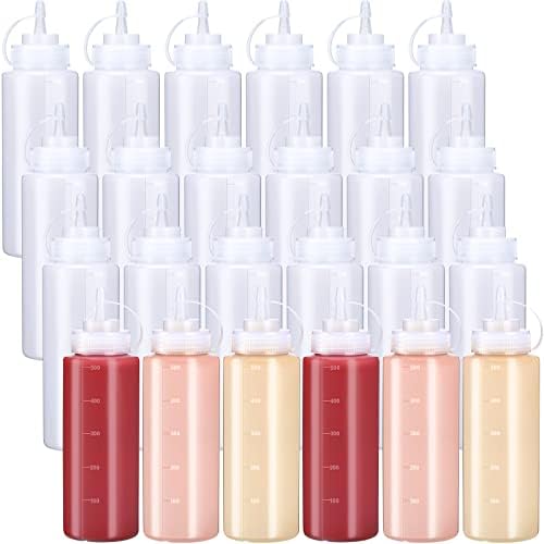 Premium 16 oz Plastic Squeeze Bottles for Condiments Ketchup and More