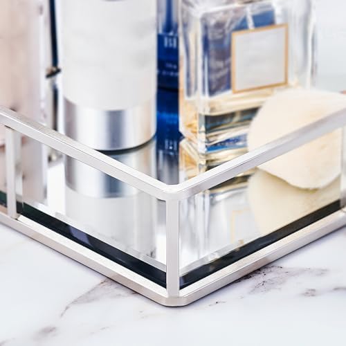 Stylish Silver Tray with Mirror for Perfumes Juice and more