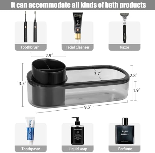 Space-Saving Black Toothbrush Holder for Bathrooms