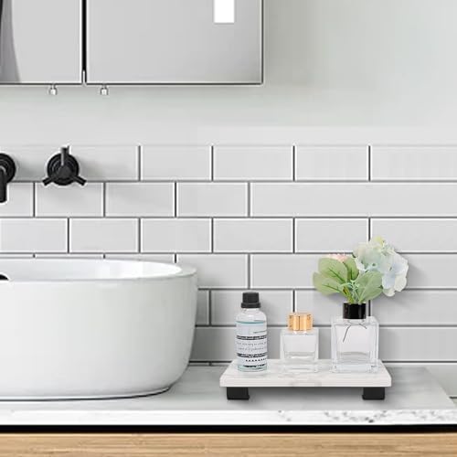 Luxury Compact Marble Vanity Tray for Bathrooms Kitchens Black Winmien