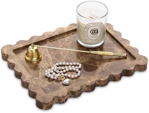 Scalloped Marble Bathroom Vanity Tray