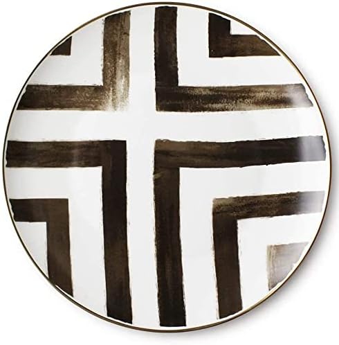 Scandinavian Style Bone China Dinner Plate with Crossroad Stripes
