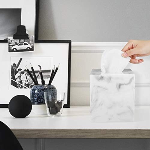 Luxspire Resin Tissue Box Cover Holder Marble White