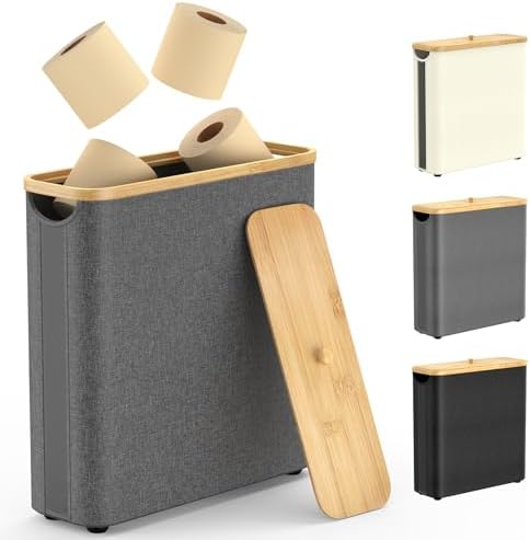 Gileolant Slim and Compact Bamboo Toilet Paper Organizer