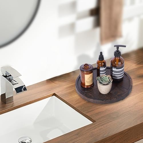 Round Wood Bathroom Organizer