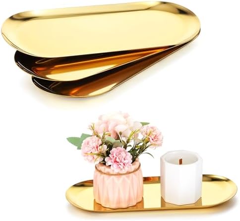 Bath Kitchen Essentials 4-Piece Gold Vanity Tray Set
