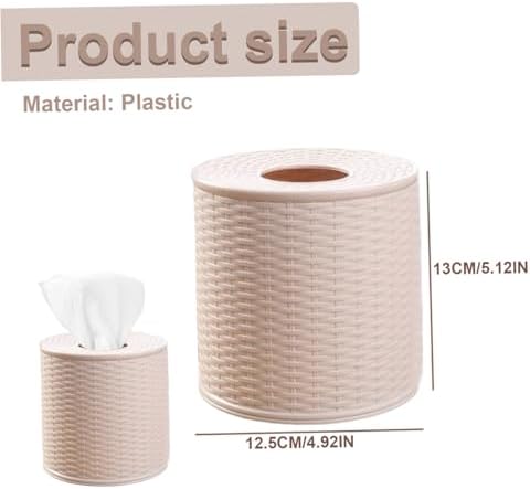 Round Imitation Rattan Toilet Paper Cover for Bathroom Kitchen Office