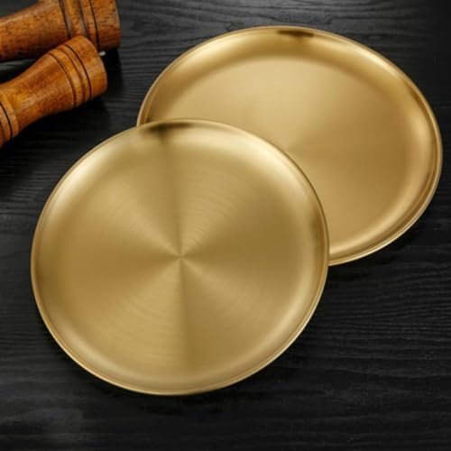 Reusable Stainless Steel Dinner Plates Large 9 Gold Plating Home Kitchen