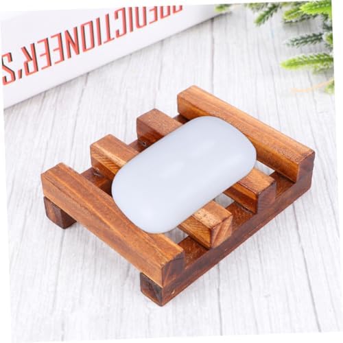 Stylish Retro Wooden Soap Dish with Drain for Countertops Showers