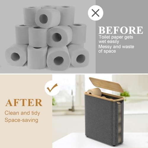 Gileolant Slim and Compact Bamboo Toilet Paper Organizer