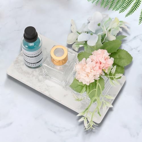 Luxury Compact Marble Vanity Tray for Bathrooms Kitchens Black Winmien