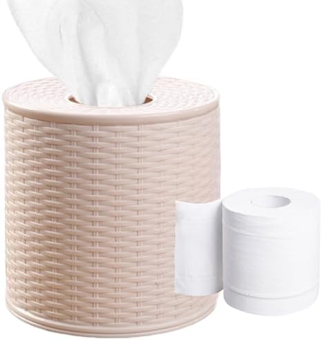 Round Imitation Rattan Toilet Paper Cover for Bathroom Kitchen Office