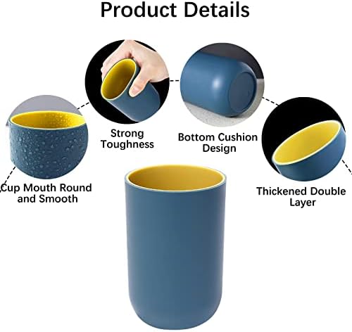 Bathroom Cups Set of 4 in 330ml - Unbreakable Reusable Plastic Toothbrush Holder Tumbler