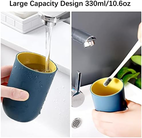 Bathroom Cups Set of 4 in 330ml - Unbreakable Reusable Plastic Toothbrush Holder Tumbler