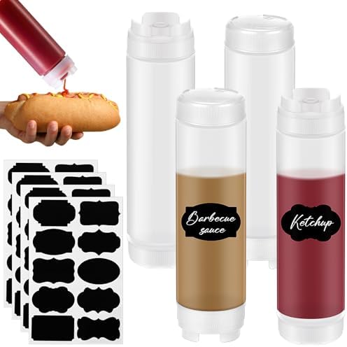 4 Pcs 24 oz Inverted Plastic Squeeze Bottles