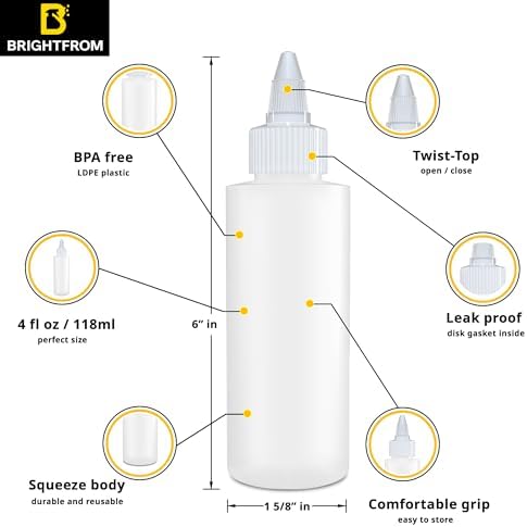 BRIGHTFROM 4 OZ Condiment Squeeze Bottles 2-Pack