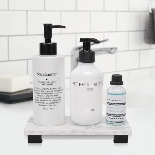 Luxury Compact Marble Vanity Tray for Bathrooms Kitchens Black Winmien