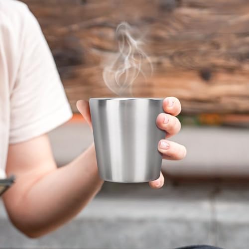 Beasea Stainless Steel Cups Double-Insulated Stackable 6oz x4