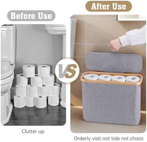 Large Capacity Bamboo Toilet Paper Storage Basket - 12 Rolls Durable Space-Saving