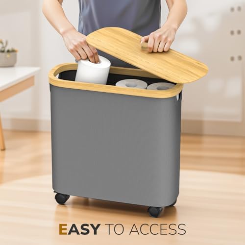 Compact Bamboo Toilet Paper Holder