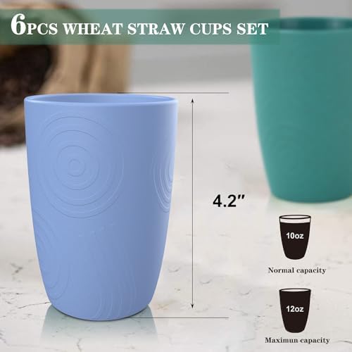 Homienly Wheat Straw Drinking Cups - Set of 6 12 OZ Unbreakable Dishwasher Safe