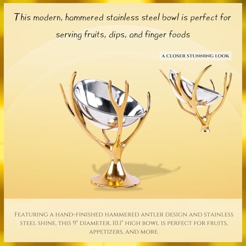 Stainless Steel Brass Branch Footed Bowl by GUTE