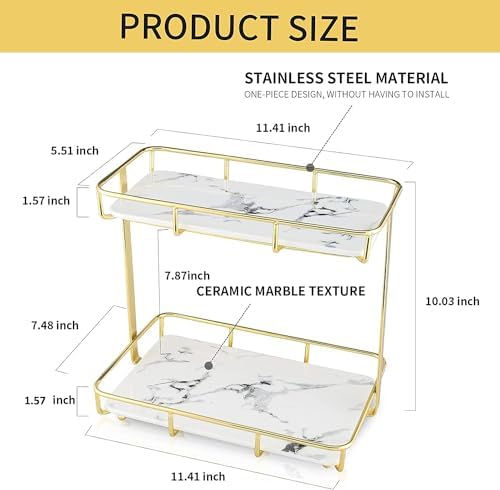 Stylish Bathroom Organizer with Marble Finish