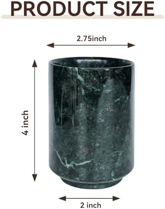 Natural Handcrafted Green Marble and Jade Pen Holder Organizer Cup Multi-Use