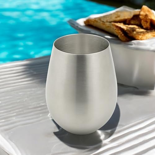 Elegant Brushed Stainless Steel Wine Glass