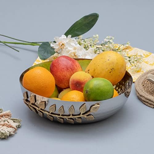 GUTE Decorative Silver Hammered Bowl 10 Dia Fruit Catch All