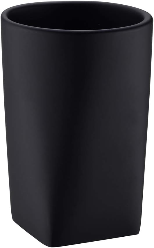 Modern Resin Bath Tumbler Holder in Matte Black Design