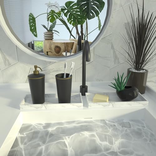 2-Piece Silicone Bath Vanity Trays for Kitchen Bathroom Use