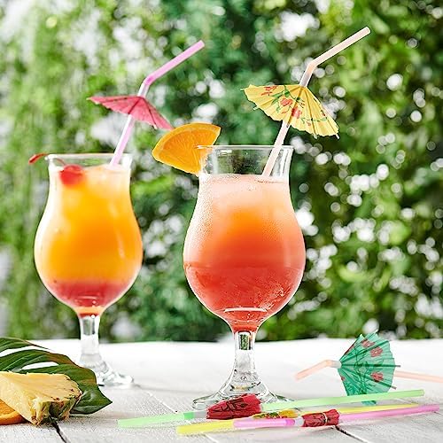 Comfy Package 50-Count Umbrella Straws - Assorted Colors Swizzle Sticks - LGPL for Hawaiian Beach Cocktail Luau Party
